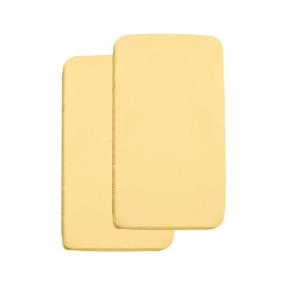 BreathableBaby All-in-One Fitted Sheet & Waterproof Cover, For 36" x 18" Cradle Mattress (2-Pack), Yellow