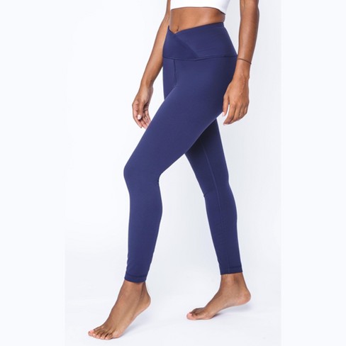 90 Degree By Reflex Carbon Interlink High Waist Crossover Ankle Legging -  Evening Blue - Small : Target