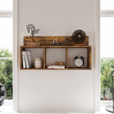 Elegant White Wood Floating Wall Shelf for Living Room or Bedroom