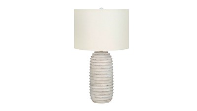 Cream Resin Table Lamp with Ivory Linen Shade, 28"
