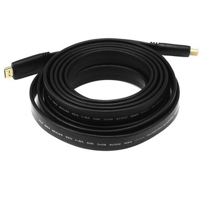 Monoprice Commercial Series Flat High Speed HDMI Cable, 4K @ 24Hz, 10.2Gbps, 24AWG, CL2, 15ft, Black