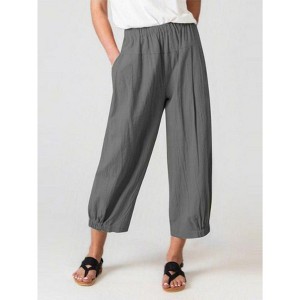 Pants for Women High Waisted Wide Leg Yoga Capris Crop Pants Sweatpants with Pockets - 1 of 3