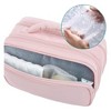 Anna-Kaci Double-Layer Travel Makeup and Toiletry Bag with Quilted Design and Carry Handle - Pink - 4 of 4