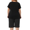Women's Plus Size Sleeve Cute Pattern Print with Polka Dots Pattern Shorts Pajama Sets - Agnes Orinda - 4 of 4