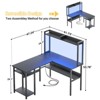 Aheaplus L Shaped Desk with Hutch, LED Lights, Reversible Corner Desk with Power Outlet - 3 of 4