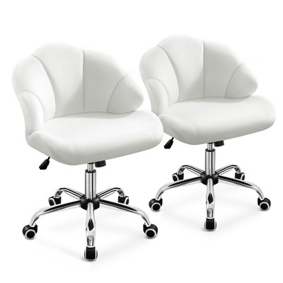 Yaheetech Set of 2 Swivel Upholstered Desk Chair with Tufted Shell-Shaped Back and Adjustable Seat Height