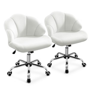 Yaheetech Set of 2 Swivel Upholstered Desk Chair with Tufted Shell-Shaped Back and Adjustable Seat Height - 1 of 4