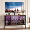 Coucheta industrial Coffee Bar Cabinet - Wood Cabinet with LED Lights, Power Outlets, Glass Holders & Storage for Home, Dining & Living Room - 3 of 4