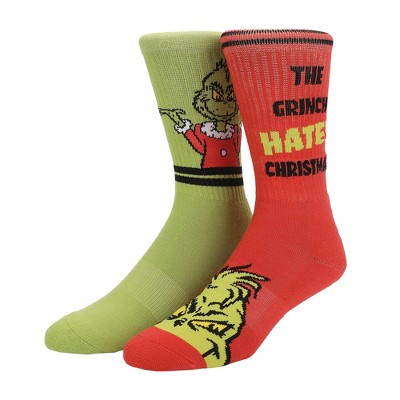 The Grinch Hated Christmas Mens Athletic Crew Socks 3 Pack