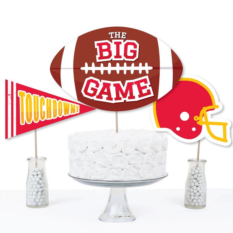 Big Dot of Happiness The Big Game - Red and Yellow - Football Party Centerpiece Sticks - Table Toppers - Set of 15, 3 of 9