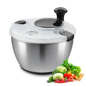 VEVOR 4.75Qt Stainless Steel Salad Spinner,One-Hand Press Vegetable Dryer and Washer,Lettuce Cleaner with 304 Bowl for Greens, Herbs, Fruits, BPA-Free - 1 of 4