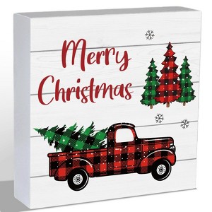 Christmas Table Decorations Christmas Decor Indoor Home Room Truck Office Bathroom Wood Box Sign - 1 of 4