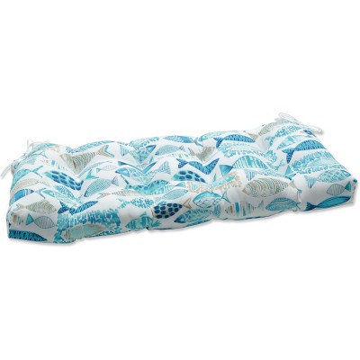 48" x 18" Outdoor/Indoor Blown Bench Cushion Hooked Seaside Blue - Pillow Perfect