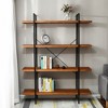 LuxenHome 4-Shelf 66.5" H x 51.2" W Pine Wood Metal Frame Etagere Bookcase Brown - 2 of 4