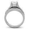 Slickblue Women's Clear CZ Square Wedding Ring Set - Silver/Dark Brown/Black Color Options, Stainless Steel, Size 5-11 - 4 of 4