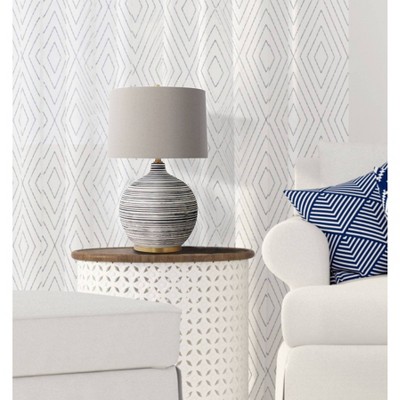Modern Black and Gray Ceramic Table Lamp with Linen Shade