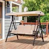 Outsunny Outdoor Patio 3-Person Steel Canopy Cushioned Seat Bench Swing with Included Side Trays & Padded Comfort - 3 of 4