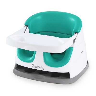 Image of Ingenuity Baby Base 2-in-1 Booster Feeding and Floor Seat with Self-Storing Tray - Ultramarine Green