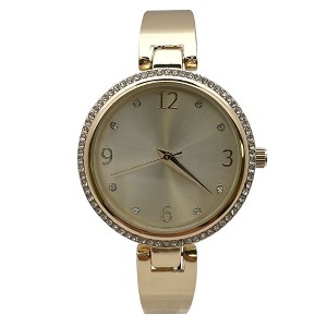 Olivia Pratt Round Face Rhinestone Bezel Soft Bangle Women Watch - 1 of 3