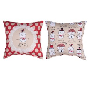 Manual Woodworks and Weavers Holiday Snow Pals Accent Pillow – 9×9 Climaweave Cushion for Winter Decor - 1 of 3