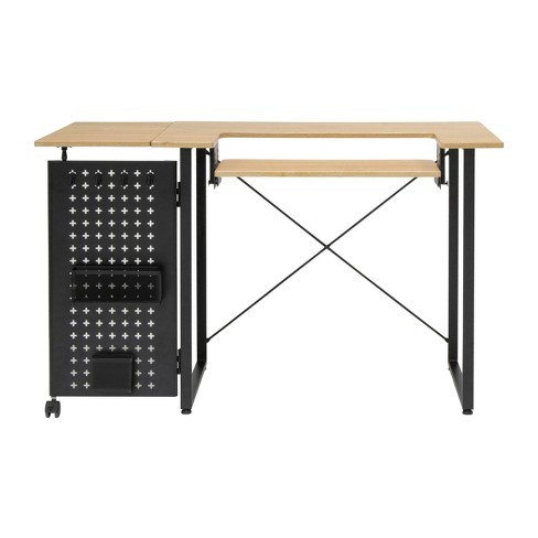 Comet Plus Sewing/office Table With Fold Down Top, Height Adjustable  Platform And Bottom Storage Shelf Black/white - Sew Ready : Target