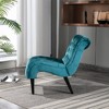 Modern Velvet Armless Accent Living Room Chair / Leisure Chair,Upholstered Fabric Button Comfortable Chair with Wooden Legs for Bedroom - 2 of 4