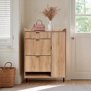 Acekool 4-Tier Shoe Storage Cabinet with 3 Flip Drawers & 2 Slide Drawers, Adjustable Shelves - 1 of 4