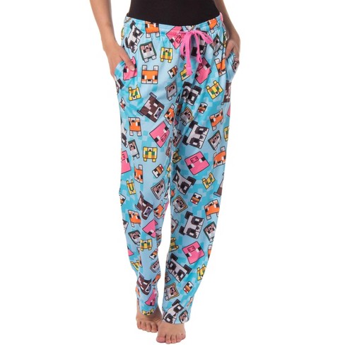 Minecraft Women's Chibi Animal Face Blocks Aop Pajama Lounge Pj Pants  (2x-large) Blue : Target