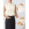 INSPIRE CHIC Women's Elegant Sleeveless Mock Neck Asymmetric Shoulder Buttons Business Blouse - 2 of 4