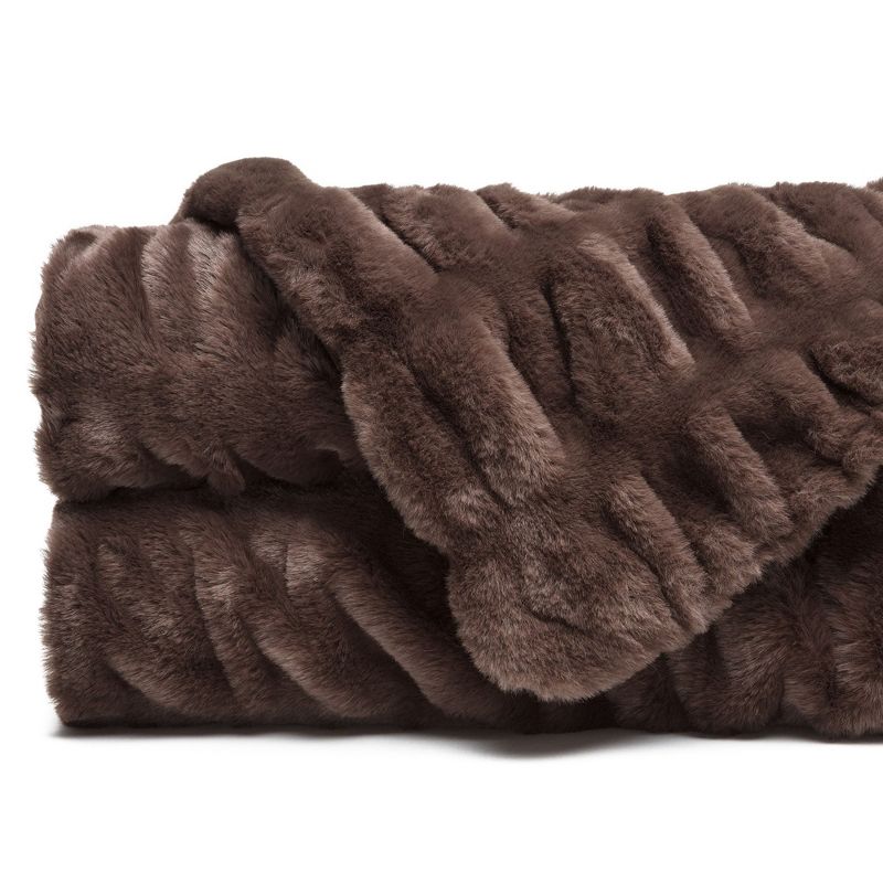 Chanasya Ruched Faux Fur Throw Blanket - Reversible Minky Blanket, 5 of 9
