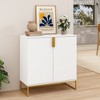 ORRD White Wood Grain Cabinet with 2 Doors, Storage Sideboard with Gold Legs for Living, Entryway & Dining - 3 of 4