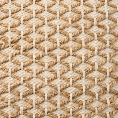 Ivory and Tan Woven Jute Cotton Euro Throw Pillow