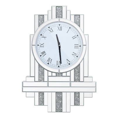 Artloge Irregular Crushed Diamond Wall Clock w/ Beveled Mirror Silent Non-sticking Clock