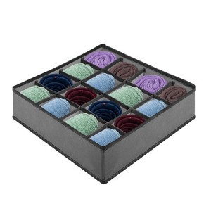 Garnen Drawer Organizer Clothes, 16 Cell Dresser Organizer Bins Divider for Socks Underwear Organizers, Baby Nursery Closet Organizer & Storage, Gray - 1 of 4