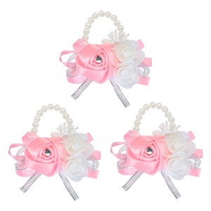 Unique Bargains Decorative Wedding Prom Party Artificial Rose Wrist Corsages - 1 of 3