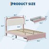 Twin Princess Bed for Kids with Cat Headboard, Lights & Storage - Velvet Platform Bed, No Box Spring - 2 of 4