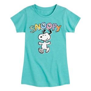 Girls' - Peanuts - Snoopy Sketchy Fitted Short Sleeve Graphic T-Shirt - 1 of 4