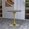 LeisureMod Verve 27" Round Dining Table - MDF Wood Top with Brushed Gold Pedestal Base Accent Side Table for Kitchen and Home - 2 of 4