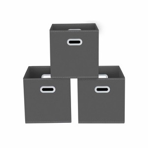 Aoibox Foldable Fabric Storage Cubes with Handles 11x11x11 Gray Organizer Bins for Closet Toys Clothes Set of 3 - 1 of 4