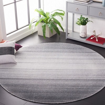 Bohemian Nomad Gray Synthetic 6' Round Flat Woven Rug