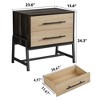 GustoWave Nightstand with Drawers,23.6" Wide Bedside Table with Storage, Light Wood Side Table with Metal Legs, Dark Brown Night Stand - 3 of 4