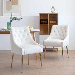 DYHOME Modern Dining Chairs Set of 2, Mid Century Dining Chairs with 5.12” Cushions, Velvet Upholstered Dining Chairs with Back Pull Rod - 1 of 4