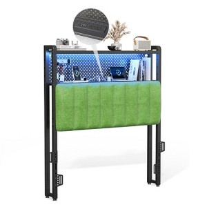 Karl Home Twin Full Queen King Size Headboard, Adjustable Upholstered Headboard with 2 Tier Shelves and Pegboard with Charging Stations and LED Lights - 1 of 4