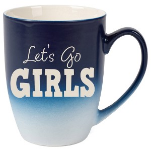 100 North Navy Blue and White Two Toned Ombre, 10 Ounce, Comfortably Fits Your Hands, Ceramic Tea Coffee Cup Mug, Let's Go Girls - 1 of 1