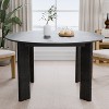 PexFix 52" x 52" Black Solid Wood Farmhouse Dining Table Round Wood Top for Modern Dining Rooms & Family Gatherings - 4 of 4
