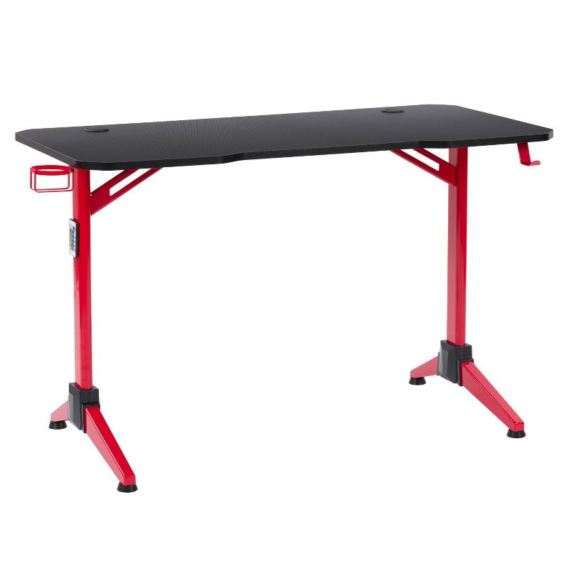 Conqueror Gaming Desk with Led Lights Black and Red - CorLiving, 4 of 16