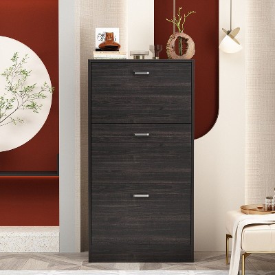 FUFU&GAGA 3 Shelves Modern Shoe Cabinet Entryway Minimalist Design Shoe Racks