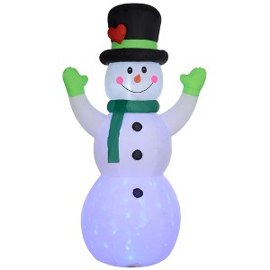 Outsunny 10FT Christmas Inflatables Cheerful Snowman in Black Hat, Green Scarf and Gloves, Outdoor Blow Up Yard Decoration with Build-in LED for Party - 1 of 4