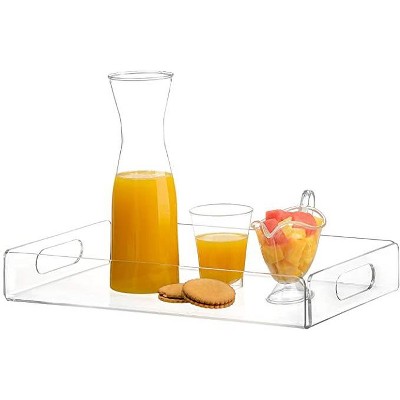 Tea Serving Tray with Handles - Coffee Table Tray - Clear Acrylic Breakfast Tray with Handles - HomeItUsa