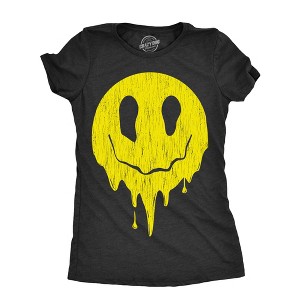 Womens Dripping Smile T Shirt Funny Melting Smiling Face Tee For Ladies - Crazy Dog Women's T Shirt - 1 of 4